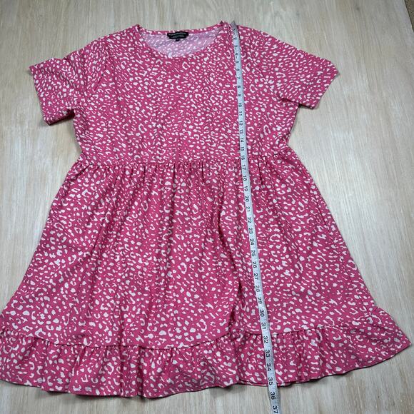 Wednesday’s Girl Pink Animal Print Ruffle Skater Dress Short Sleeve Casual 20 - Picture 6 of 13